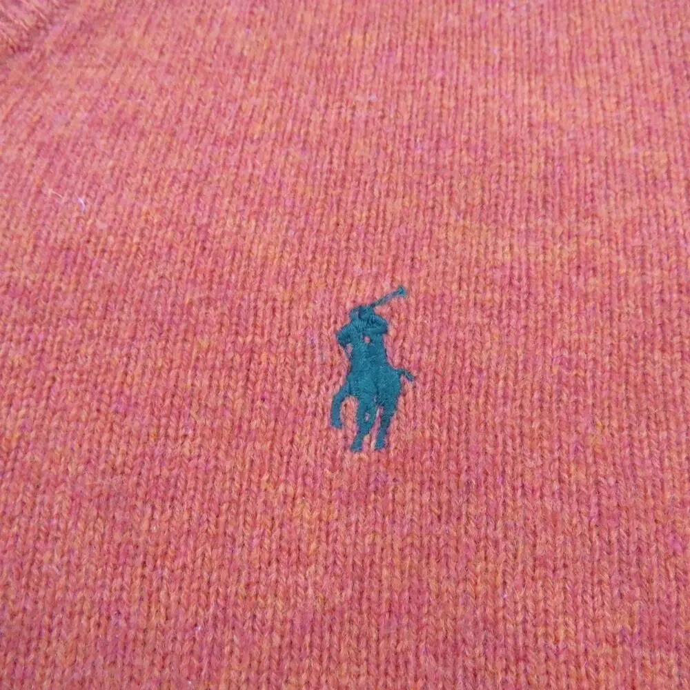 Polo by Ralph Lauren V-Neck Lamb's Wool Sweater Orangish Rust Pullover Sz L